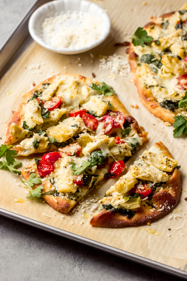 Artichoke Tomato and Spinach Flatbread