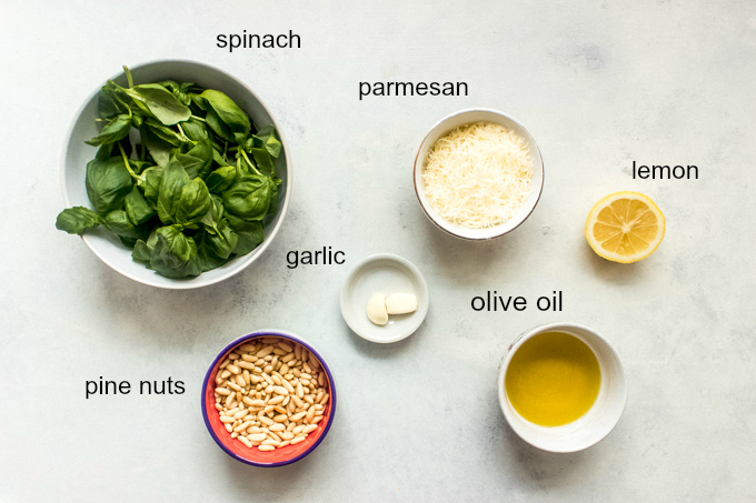 ingredients for basil pesto recipe