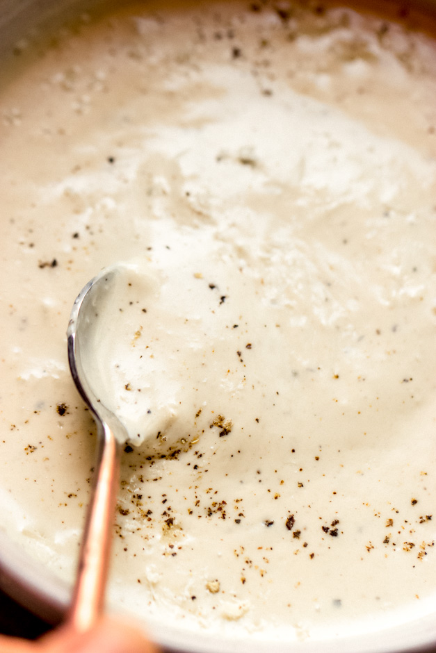 close up greek yogurt caesar dressing