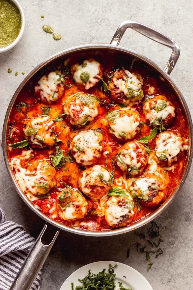 Turkey Pesto Meatballs No Breadcrumbs