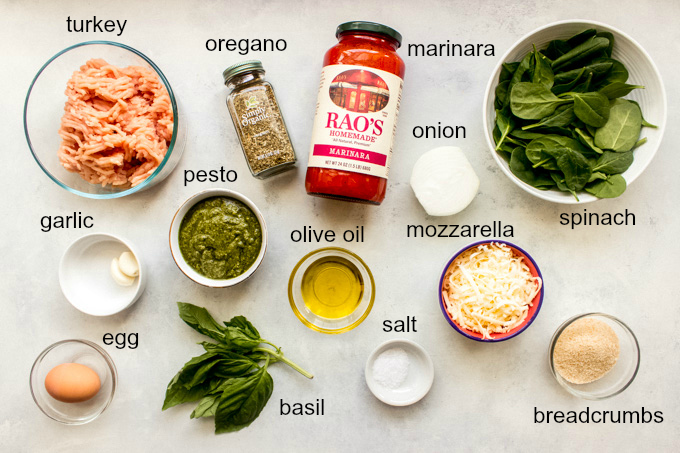 ingredients for turkey pesto meatballs