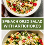 orzo salad with spinach and artichokes