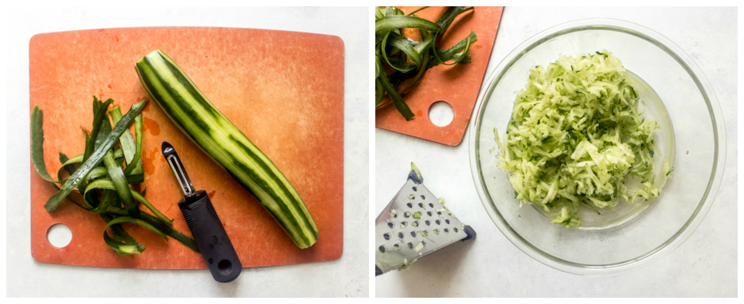 grated cucumber in a bowl