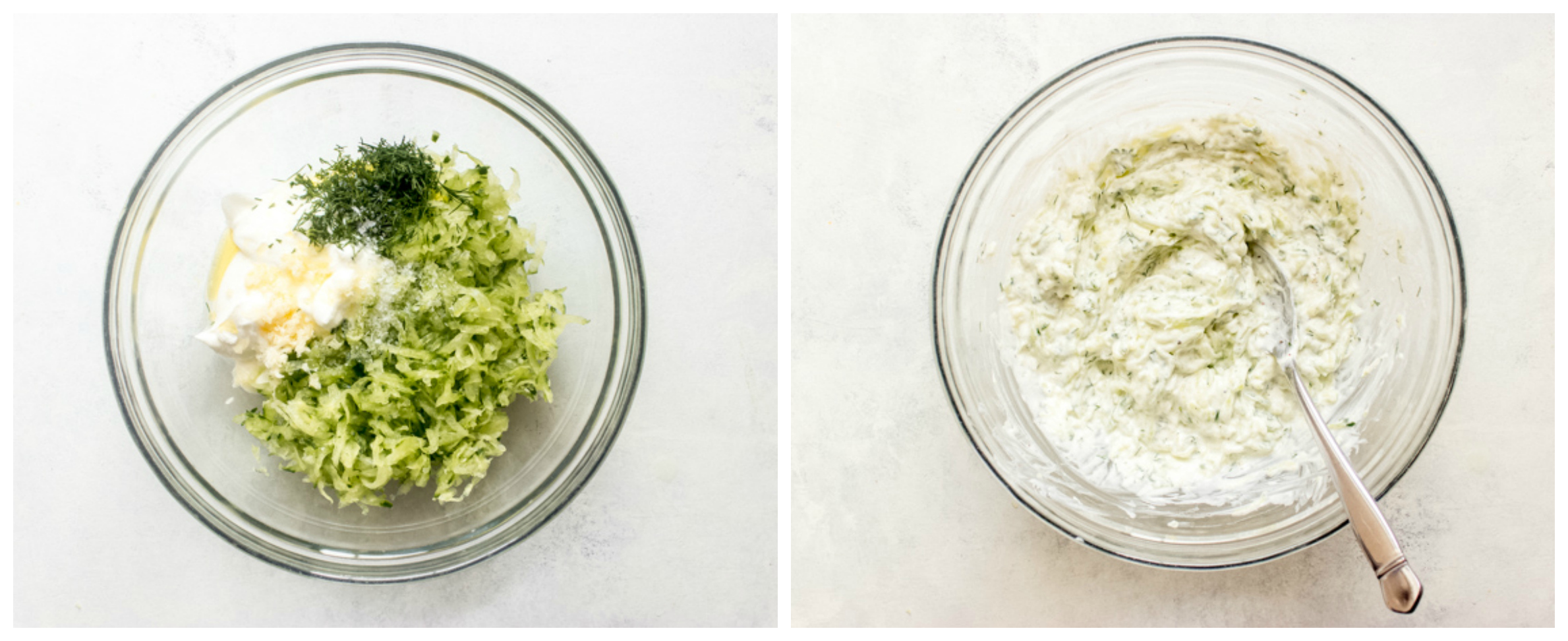 cucumber yogurt dip in a bowl