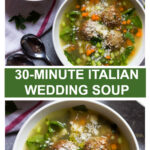 italian wedding soup in white bowl