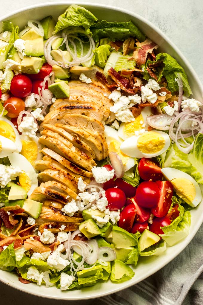 green goddess cobb salad with chicken