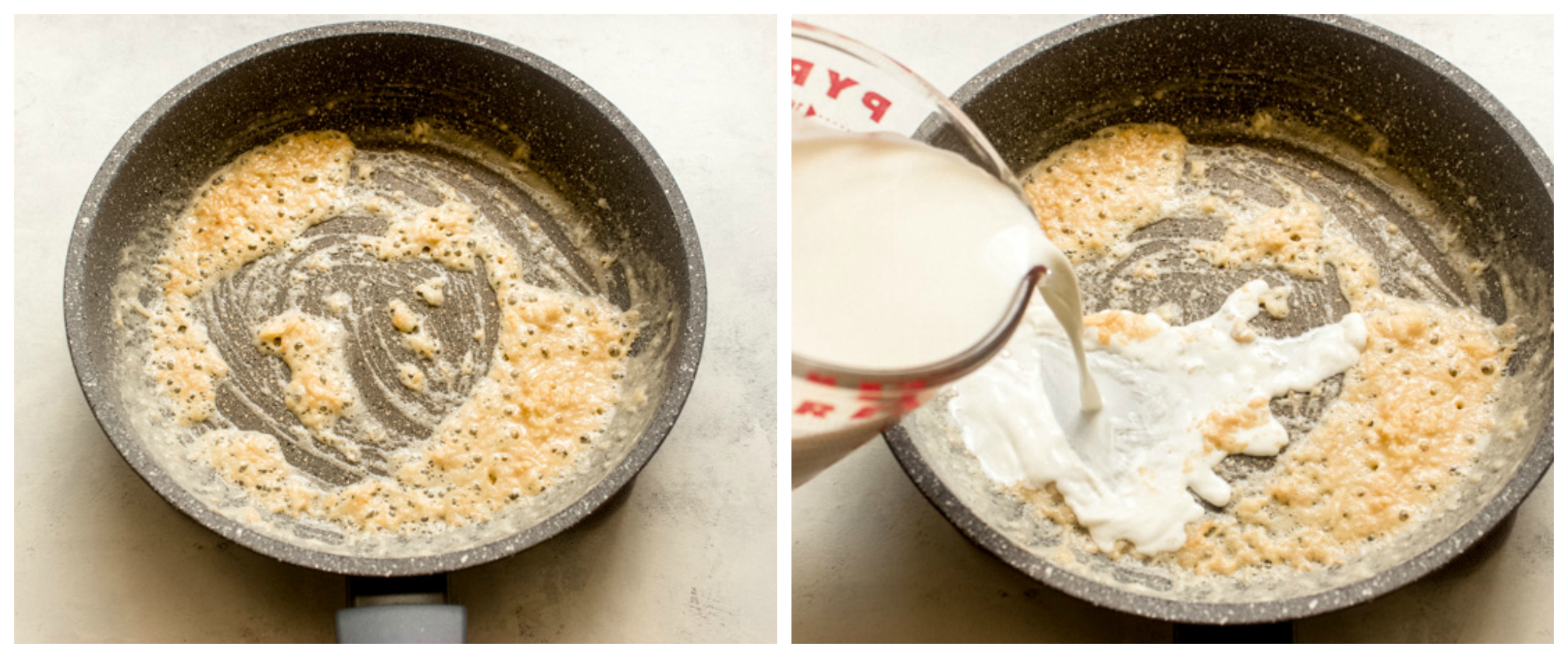 cream in skillet