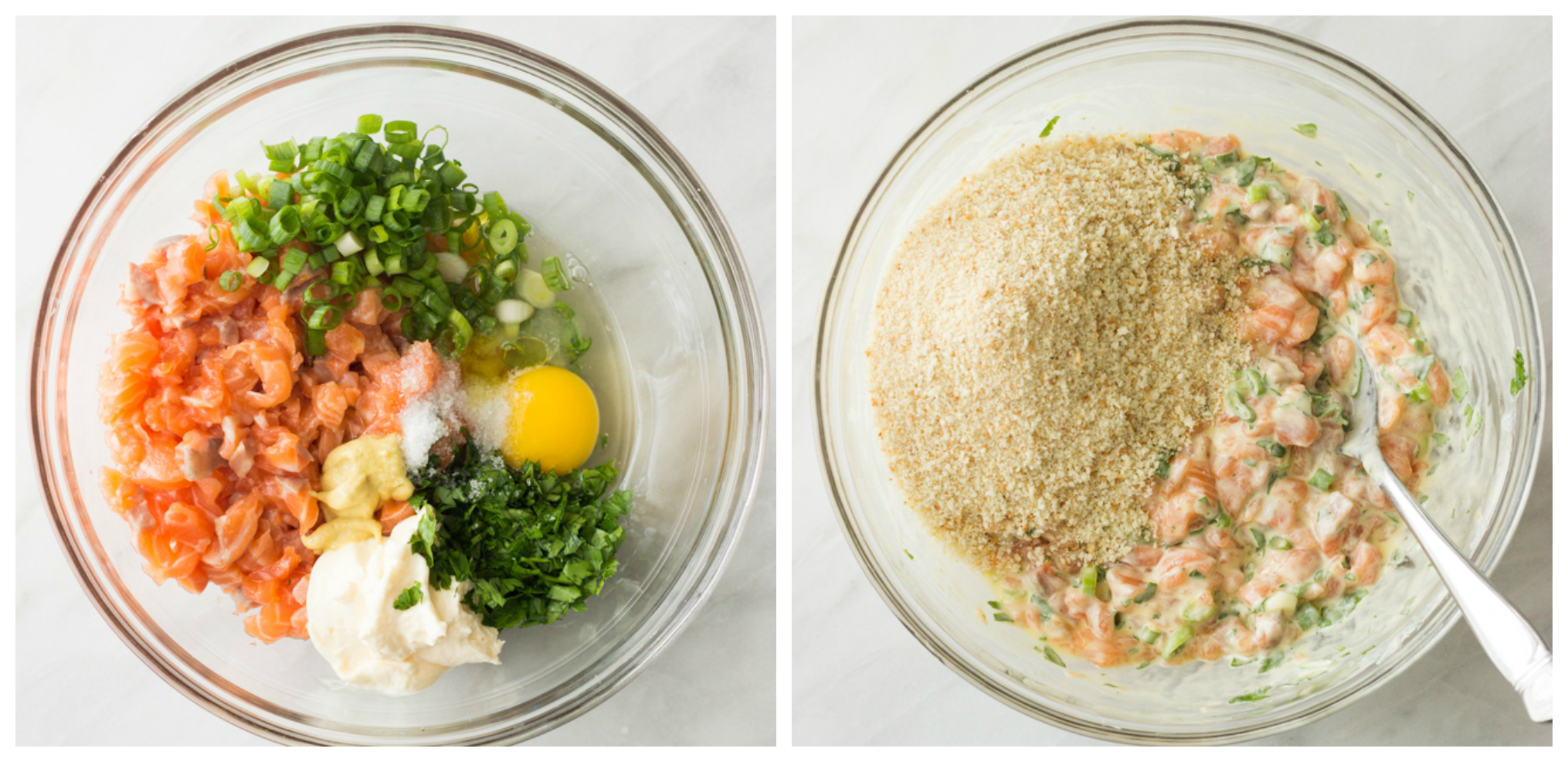 salmon with breadcrumbs in bowl