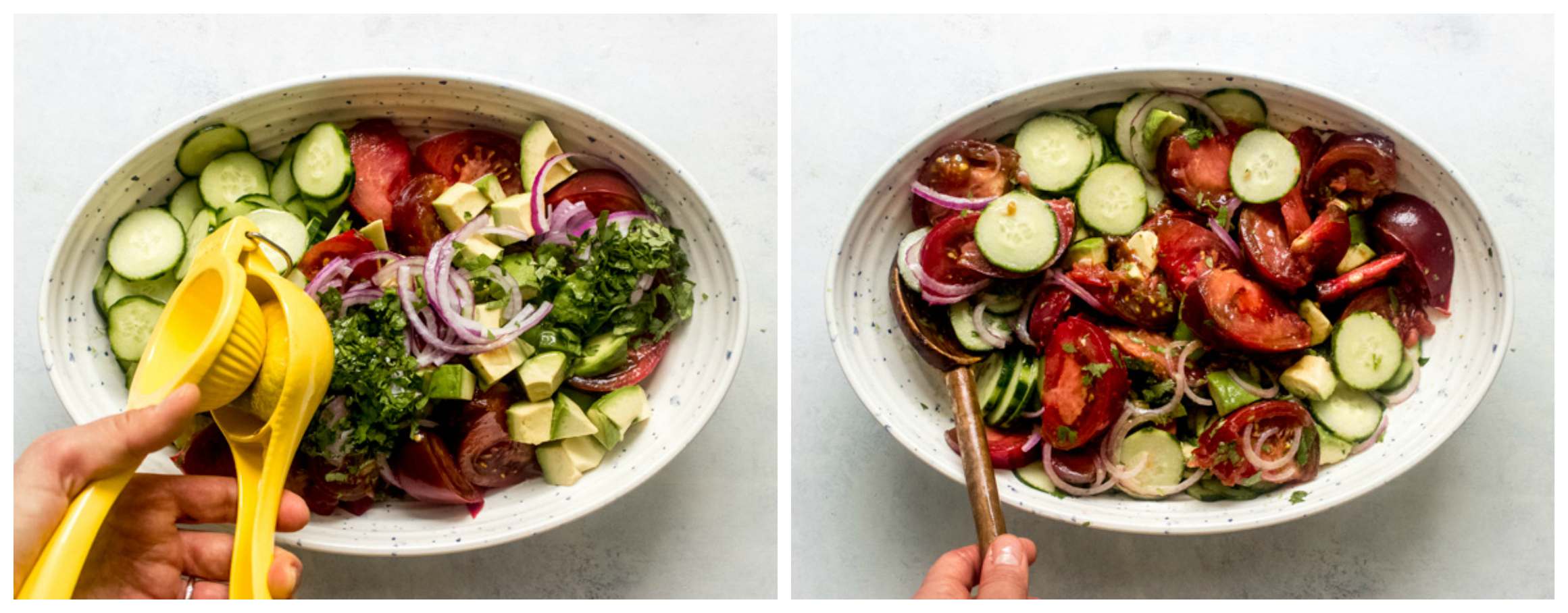 heirloom salad tossed in a bowl