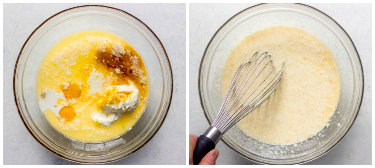 wet ingredients for ricotta pancakes