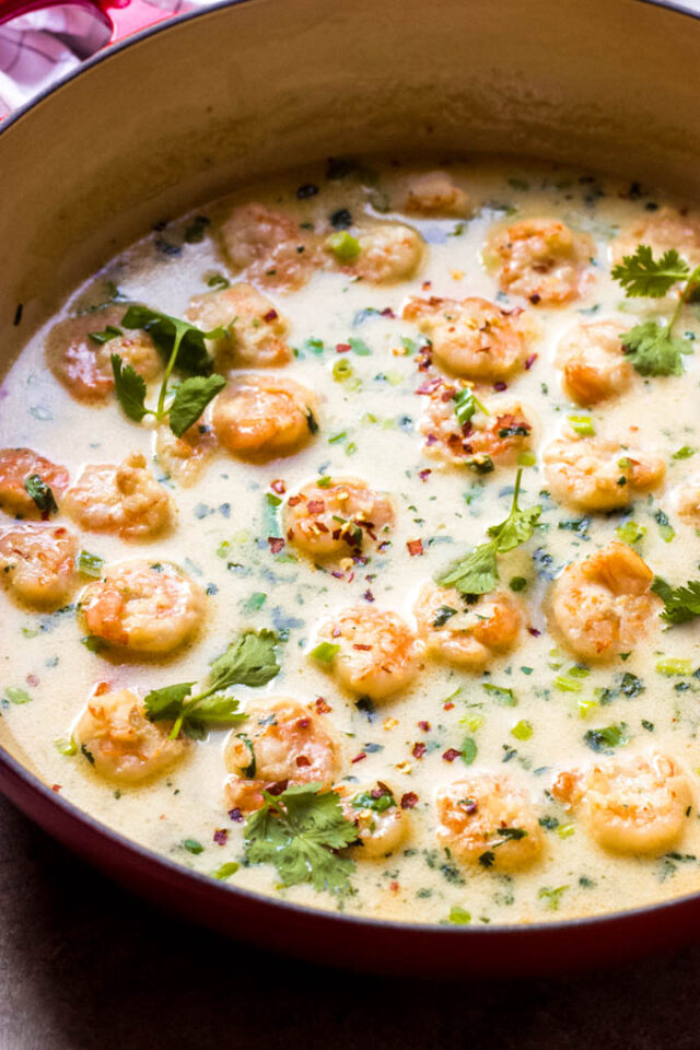 Quick & Easy Coconut Milk Shrimp - Little Broken