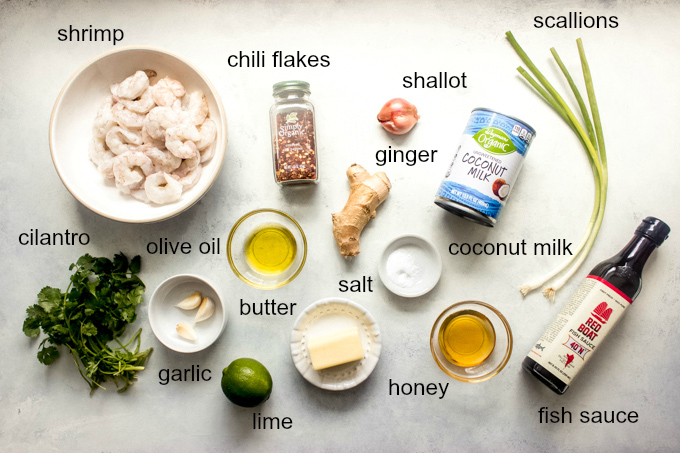 ingredients for coconut milk shrimp