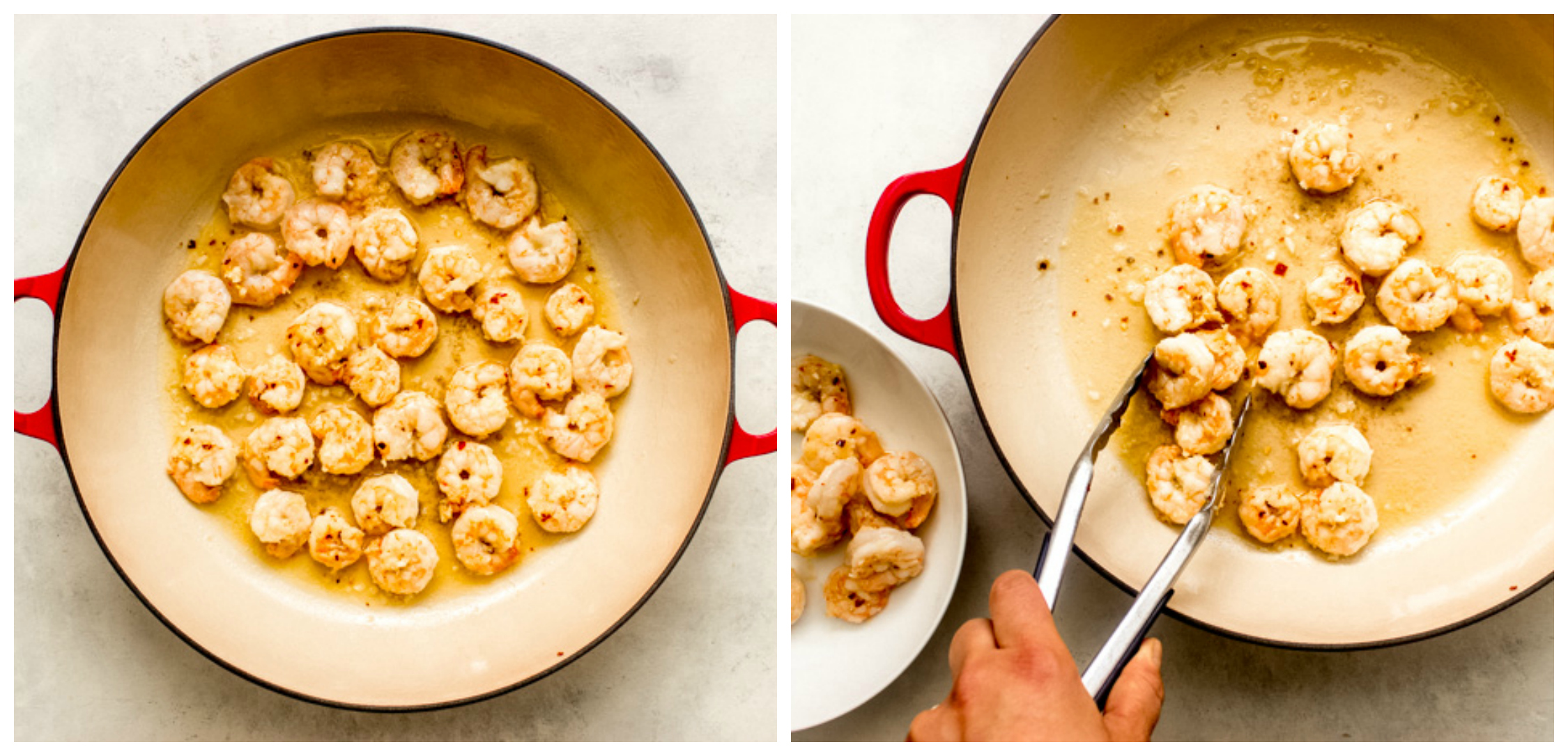 cooked shrimp in pan