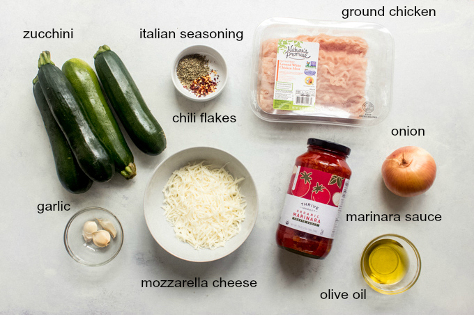 ingredients for chicken stuffed zucchini boats