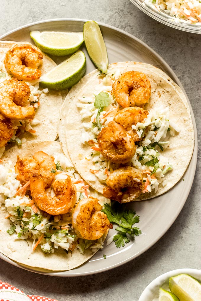 overhead easy spicy shrimp tacos