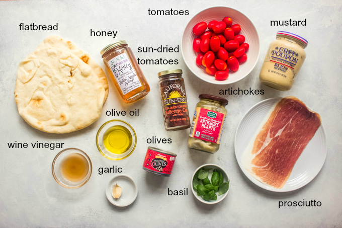 ingredients for mediterranean flatbread.