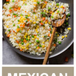 mexican white rice in skillet