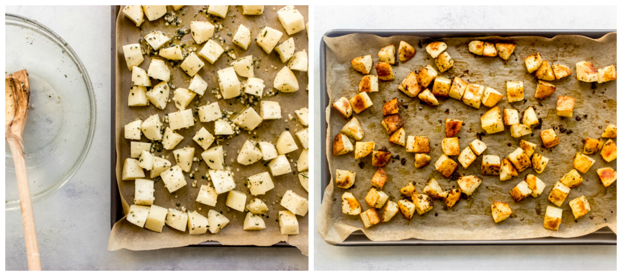 potatoes on a sheet pan