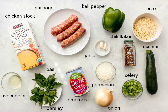ingredients for sausage zucchini soup