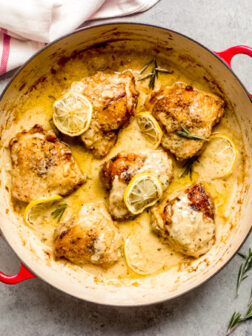 overhead creamy honey mustard chicken