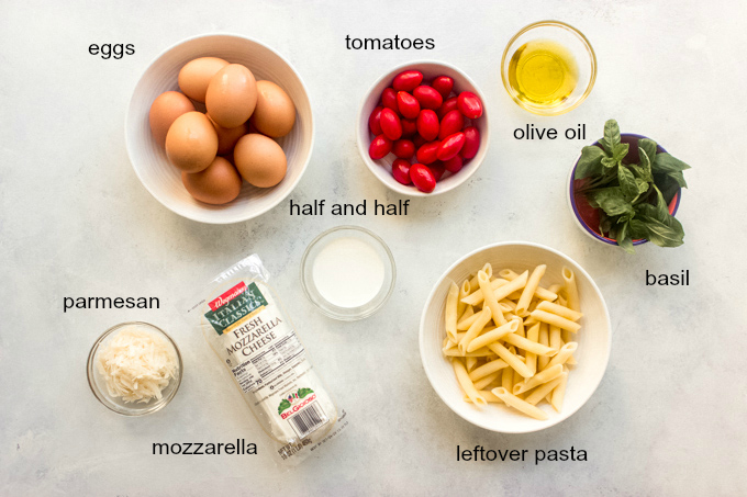 ingredients for pasta frittata bake