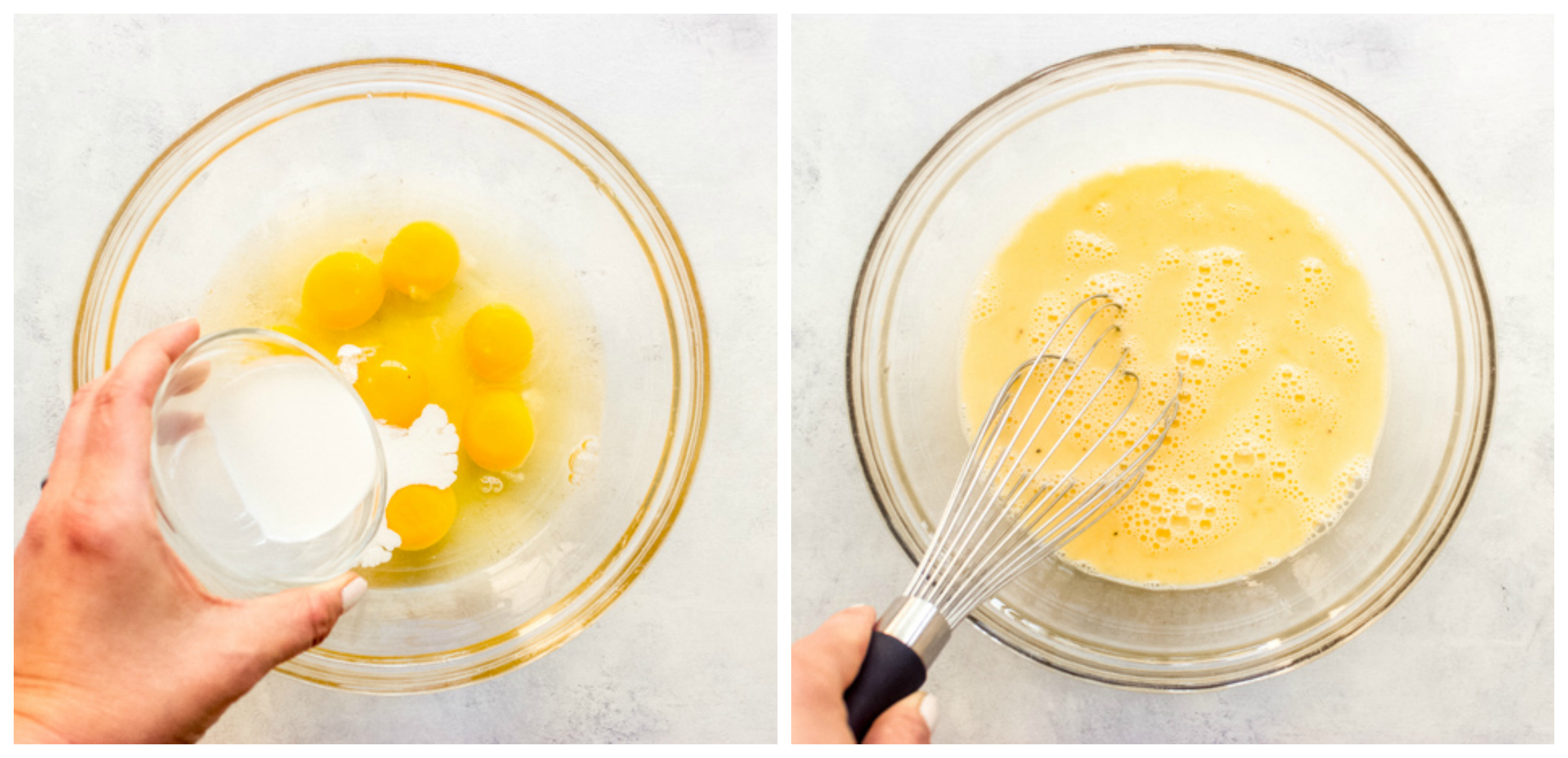 eggs with cream in a glass bowl