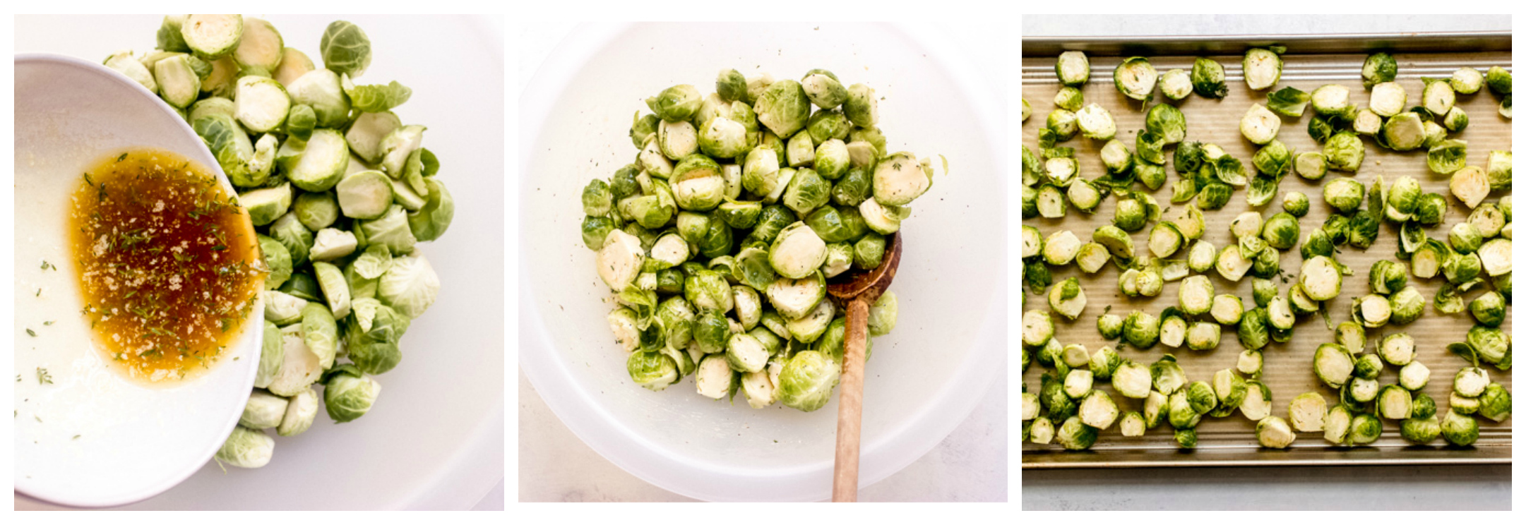 brussel sprouts on a sheet pan