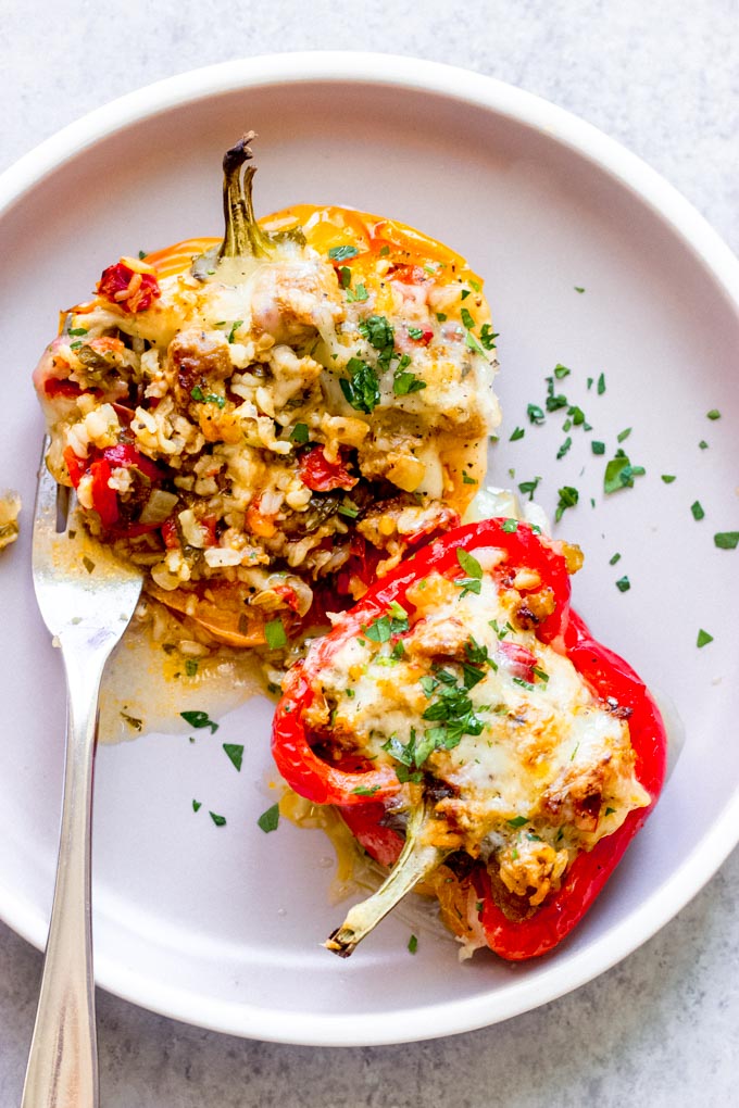 stuffed bell peppers with Italian sausage and rice