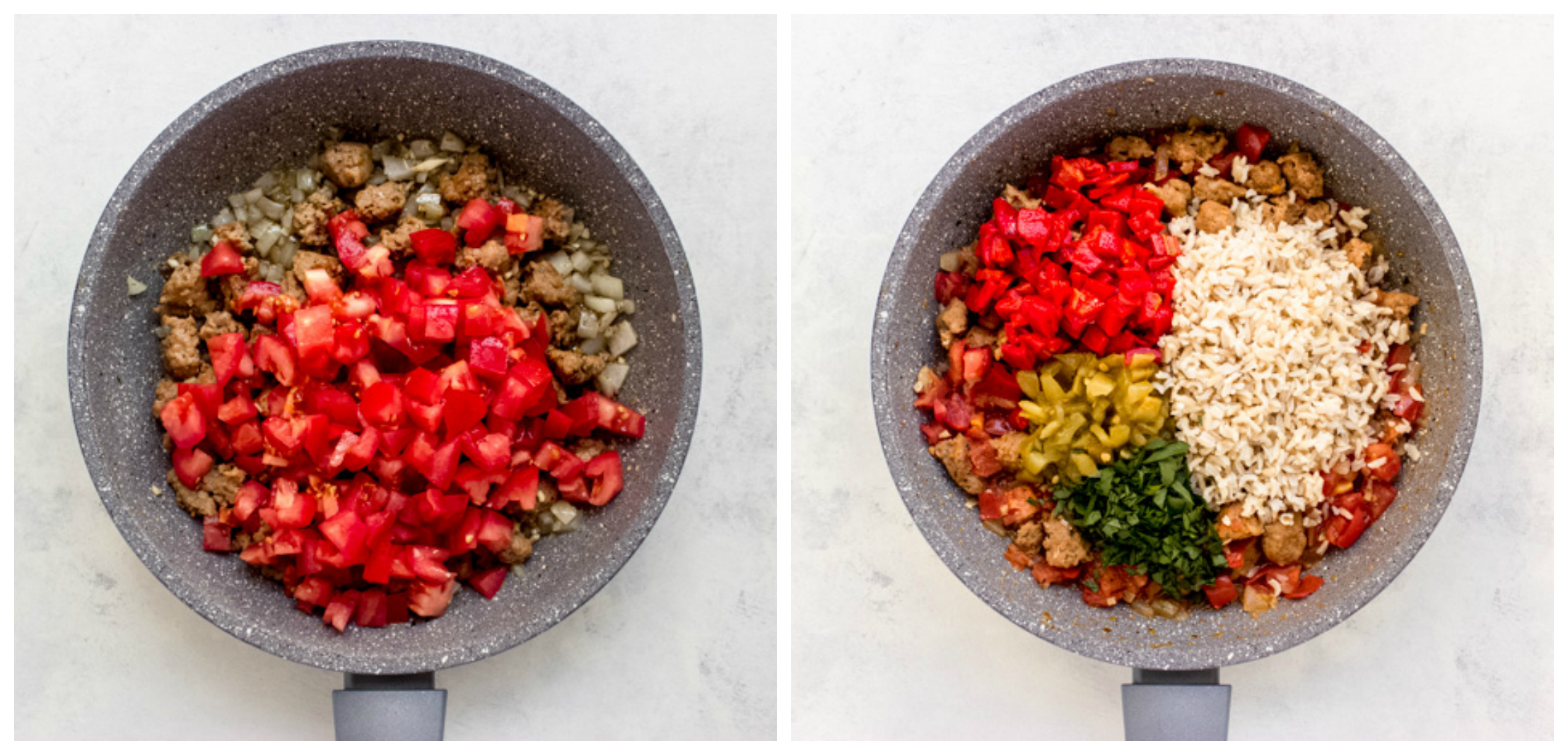 pepper filling in a skillet