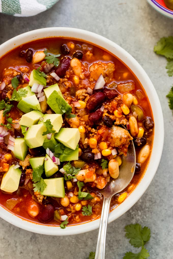 Game Day Three Bean Turkey Chili - Little Broken