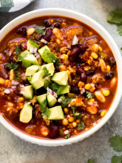 Game Day Three Bean Turkey Chili - Little Broken