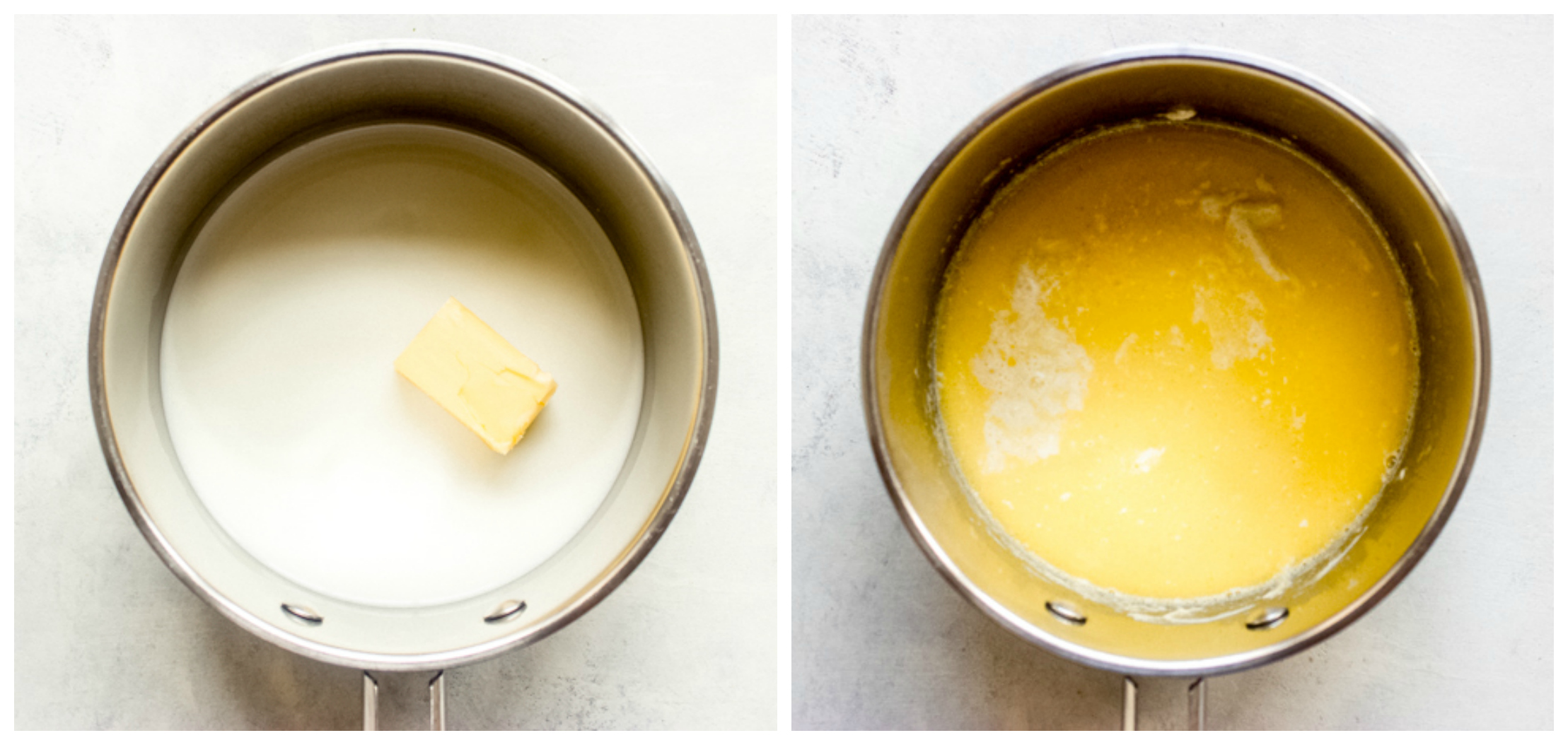 milk and butter in saucepan