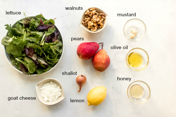 ingredients for roasted pear salad