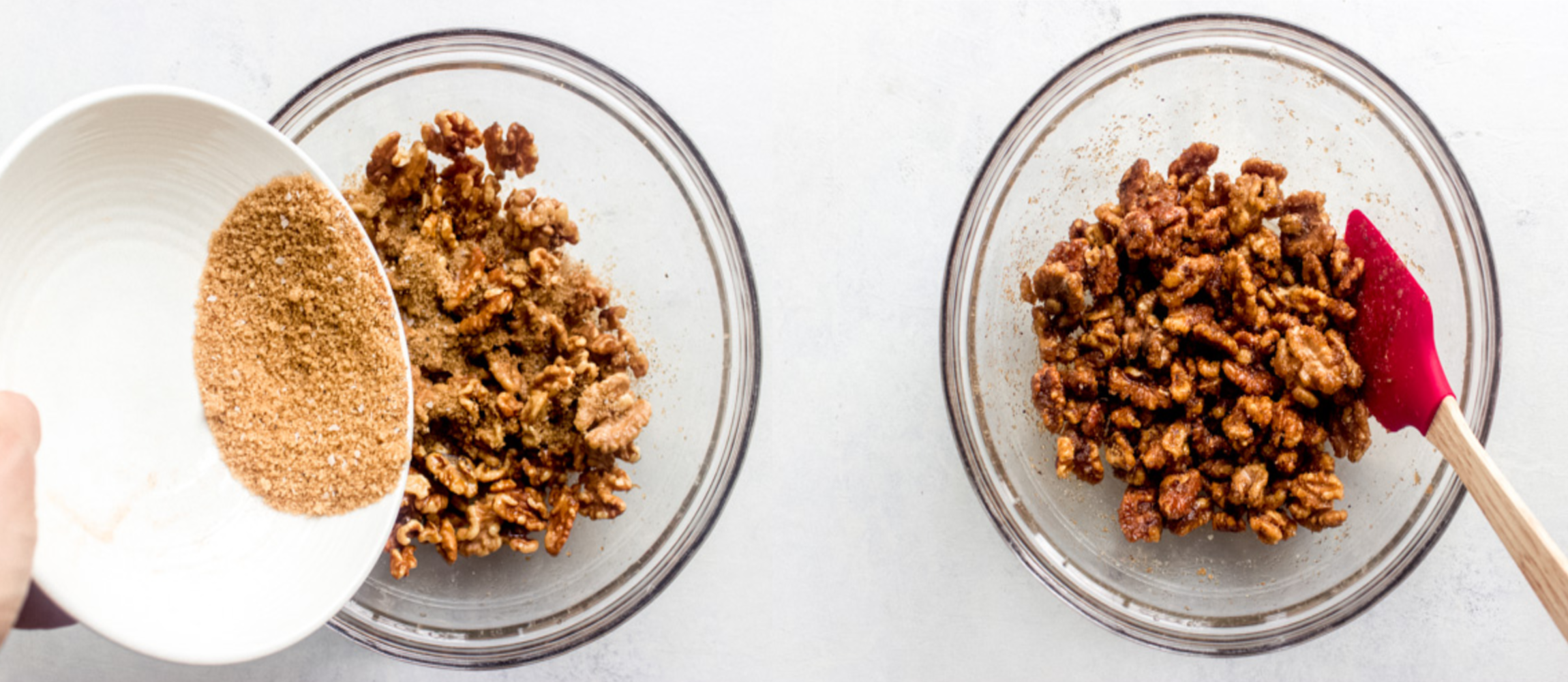 walnuts with spice mixture in a bowl