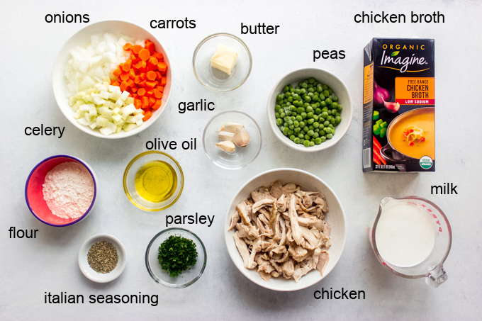 ingredients for crustless chicken pot pie