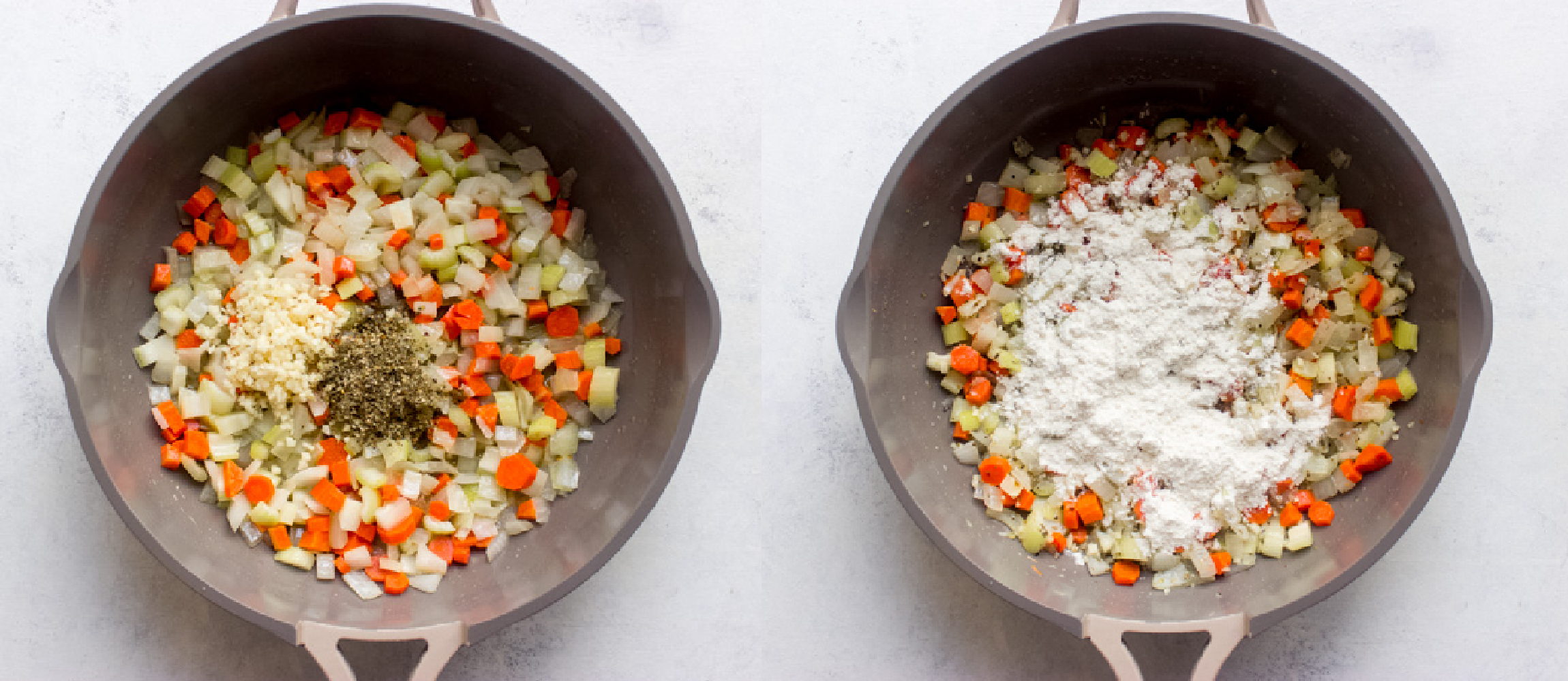 cooked vegetables in saute pan