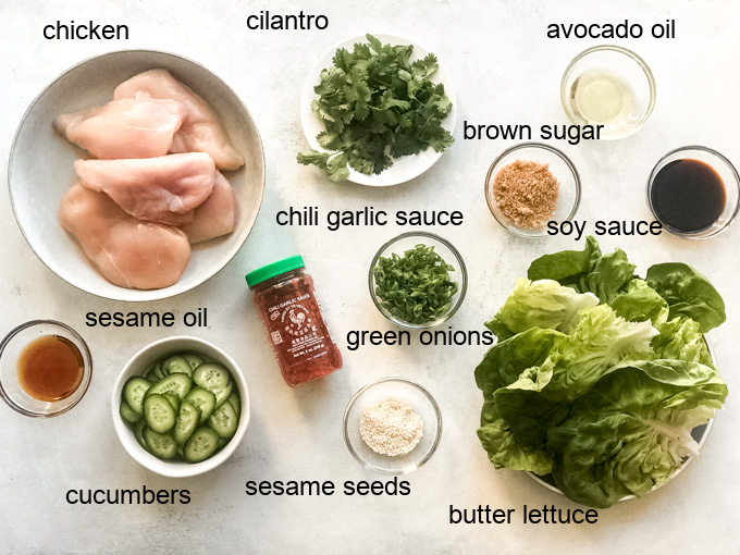 ingredients for korean chicken lettuce wraps