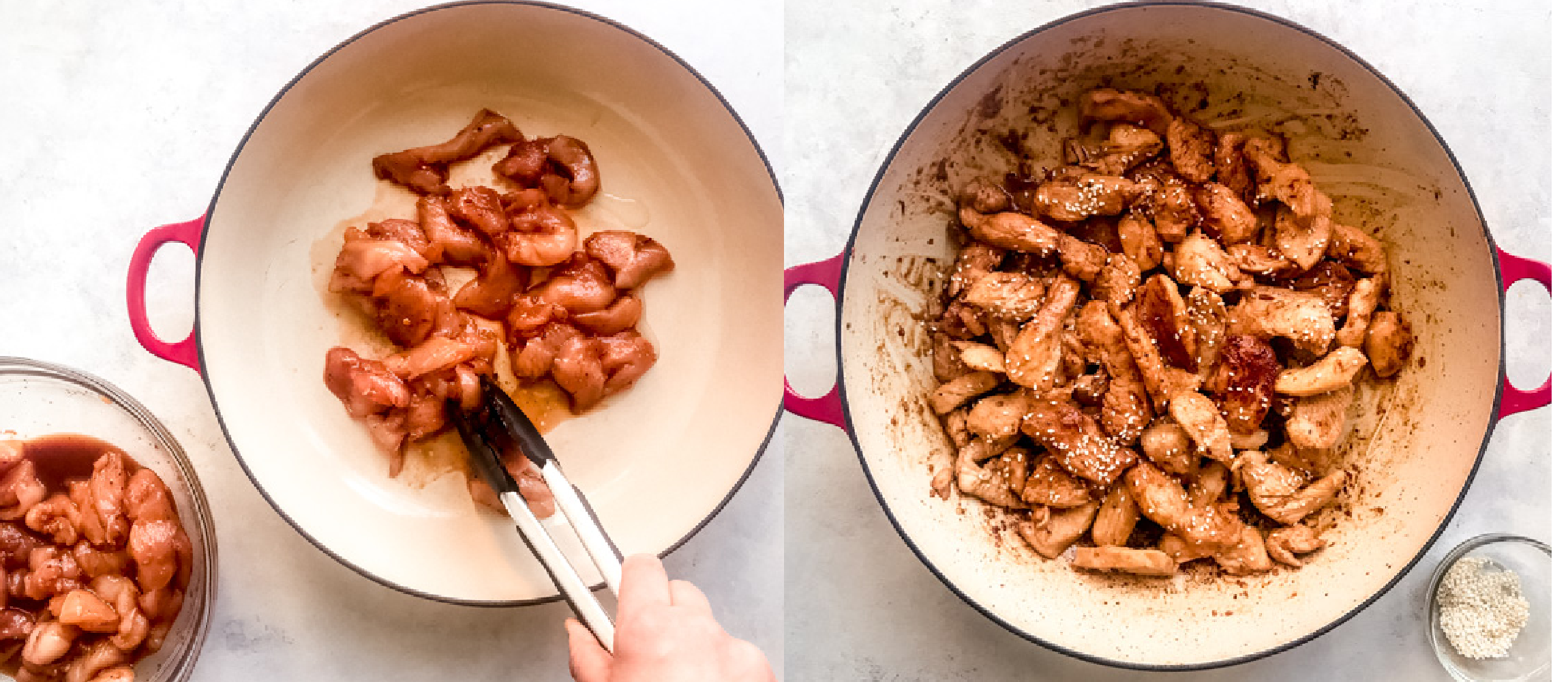 cooked chicken in skillet