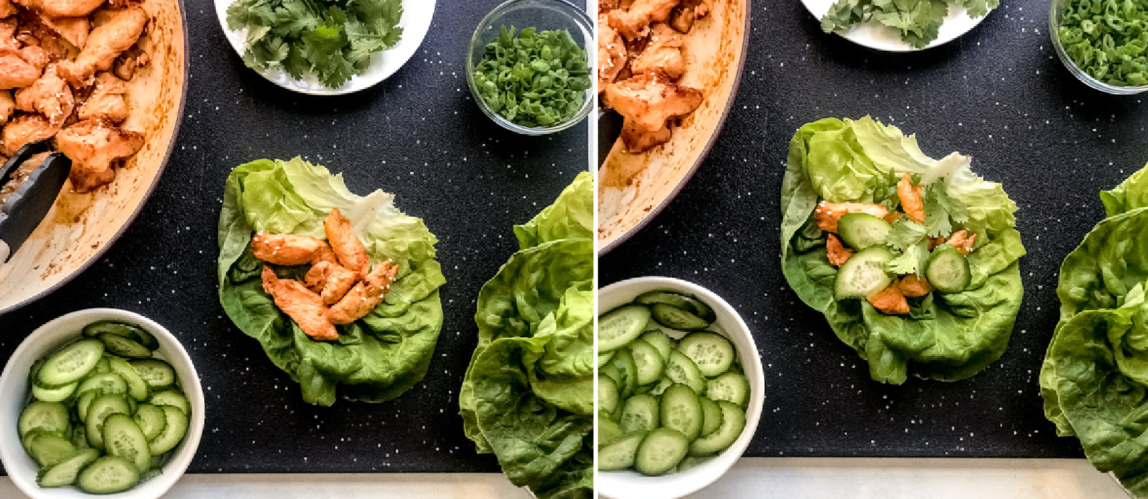 assembled chicken lettuce wraps