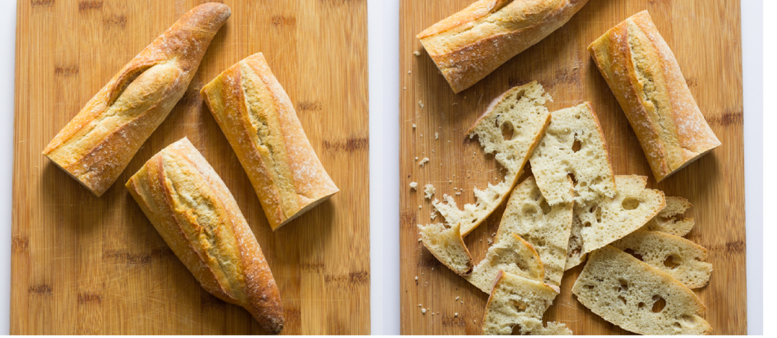 sliced baguette bread