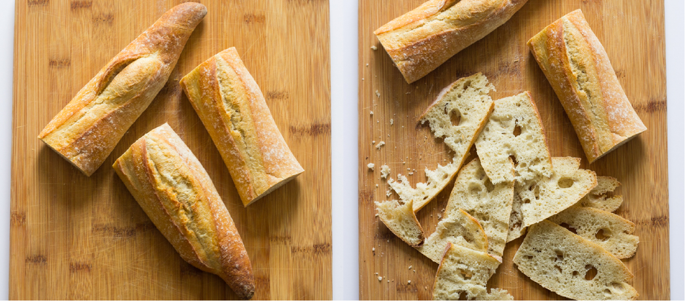 sliced baguette bread