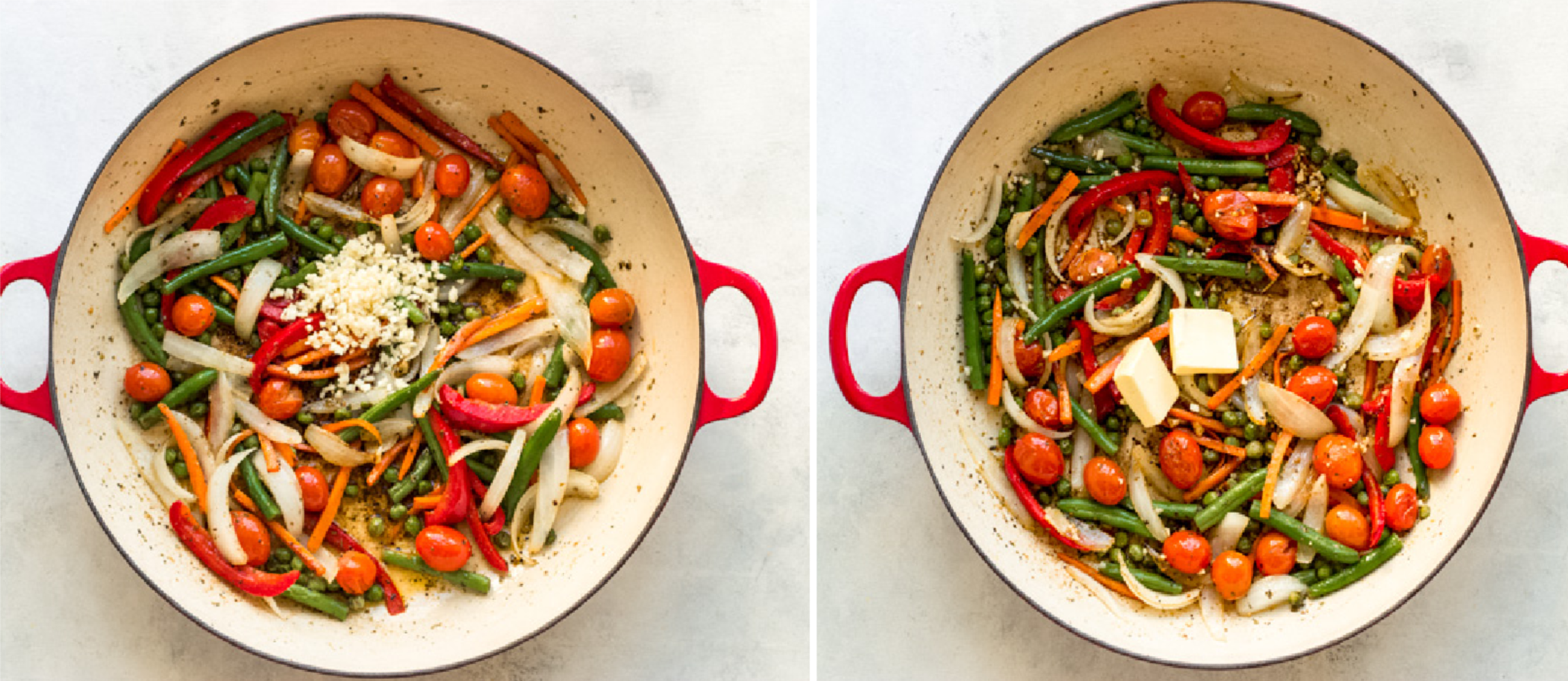 cooked vegetables in pan