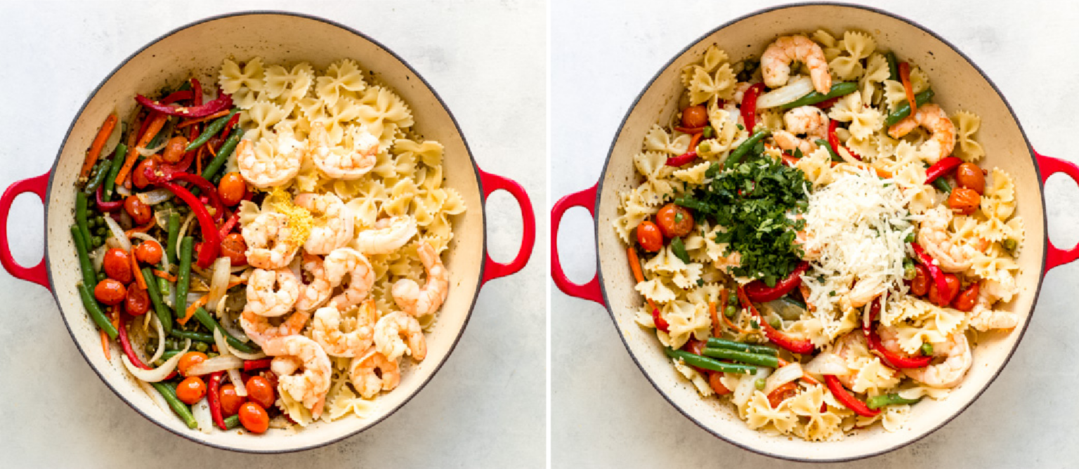 Shrimp Pasta Primavera - Little Broken