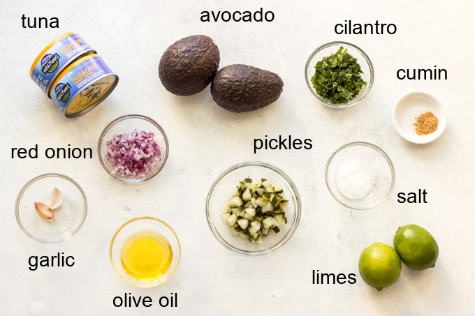 ingredients for avocado tuna salad recipe