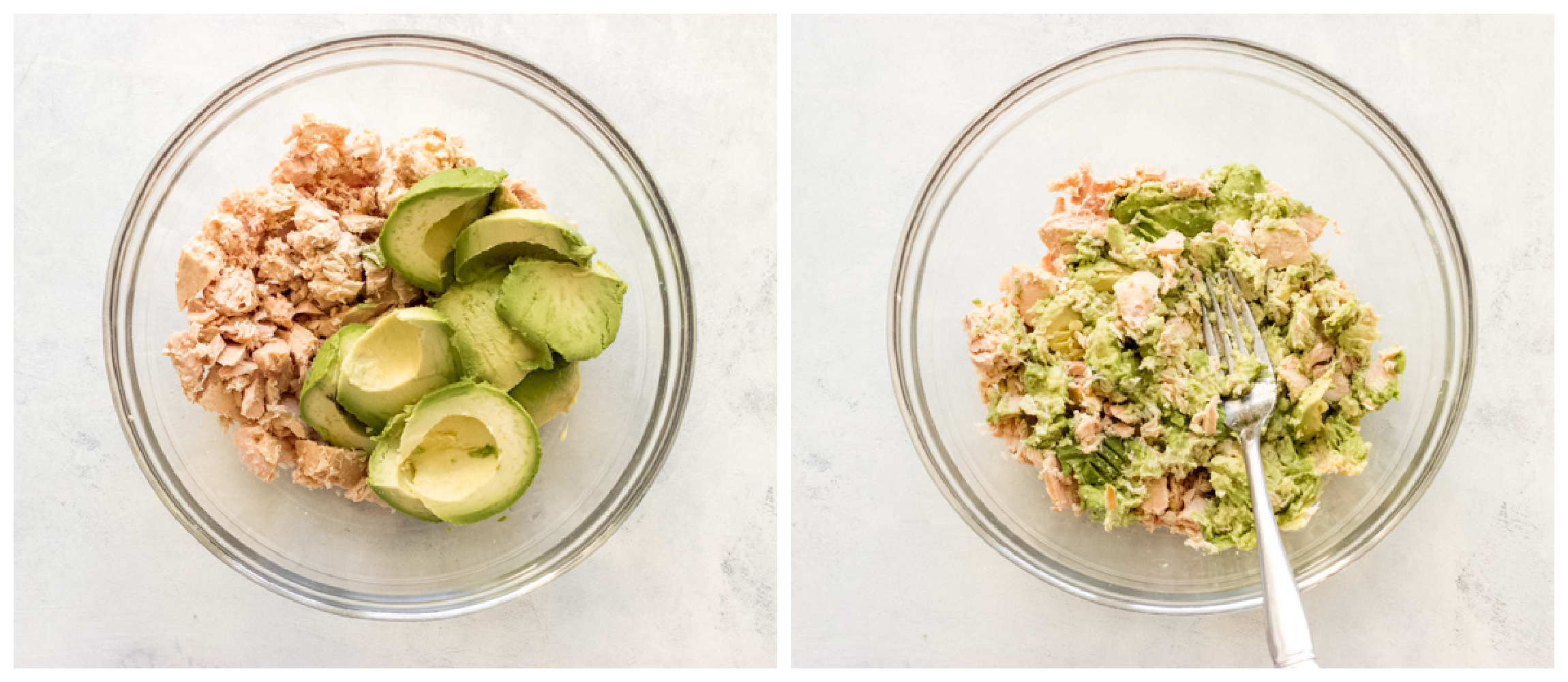 tuna with avocado in a bowl.