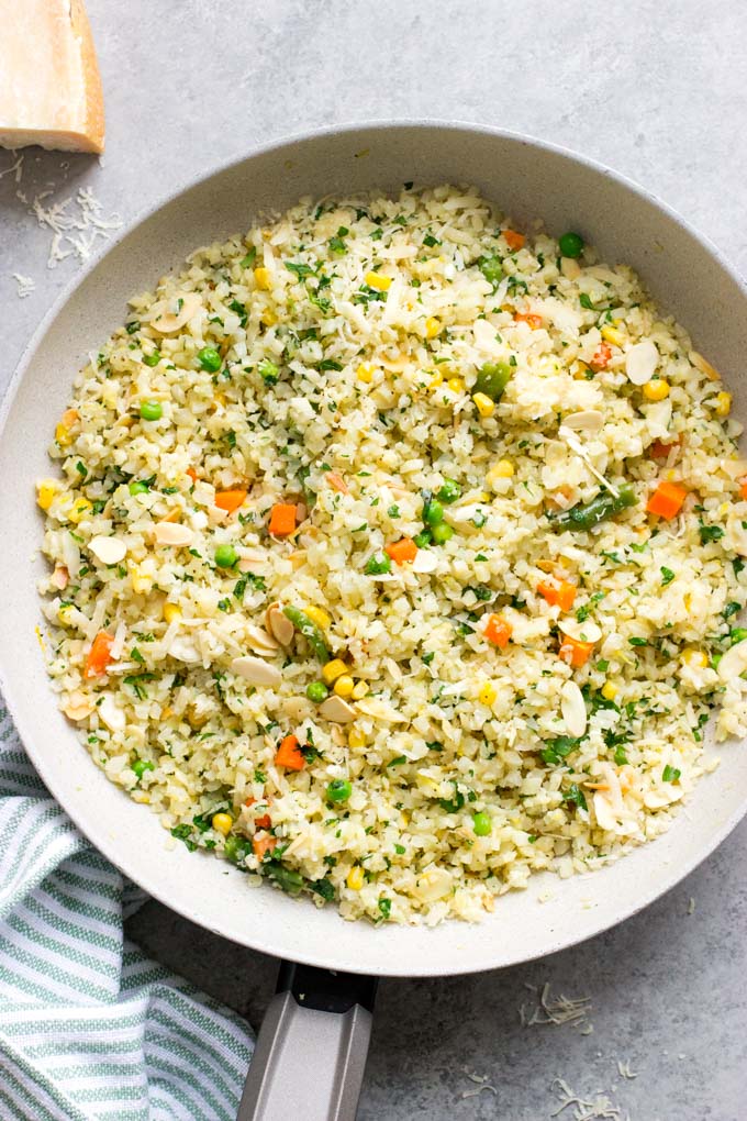 10-Minute Cauliflower Rice Pilaf - Little Broken