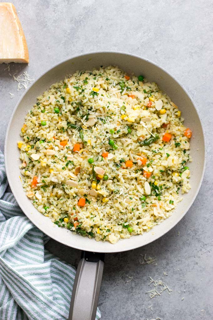 10-Minute Cauliflower Rice Pilaf - Little Broken