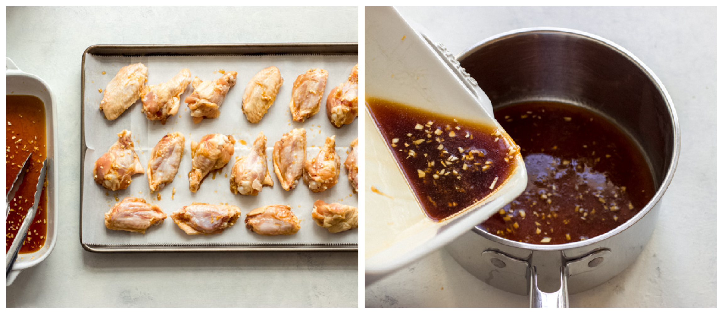 sesame chicken wings on a baking sheet