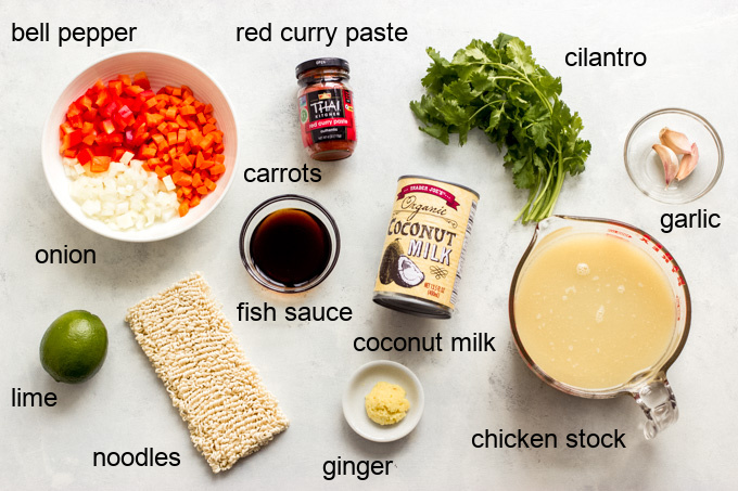 ingredients for thai curry noodle soup