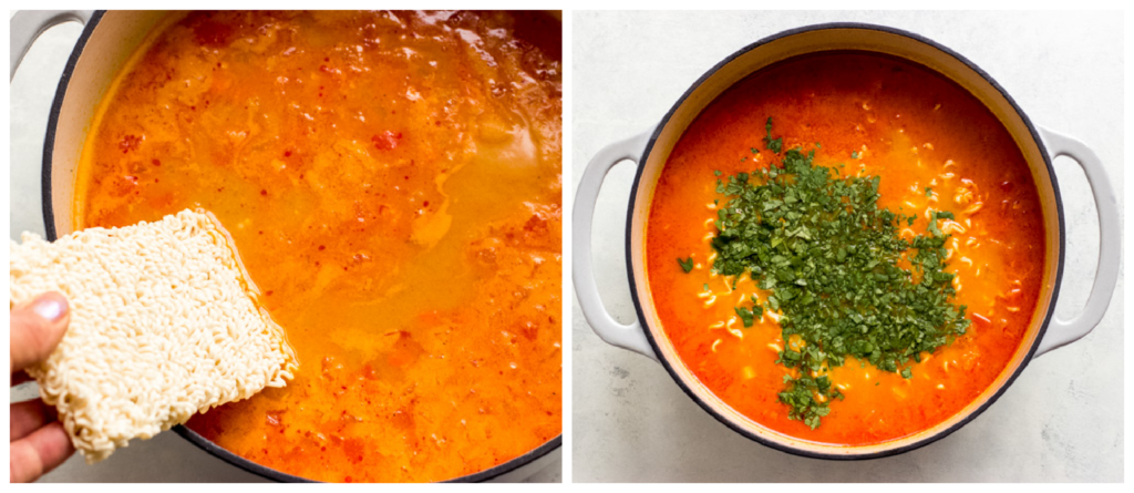 thai noodle soup in dutch oven